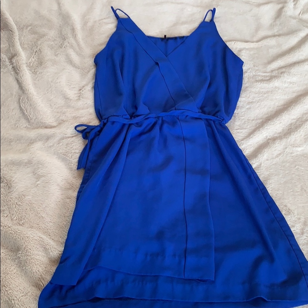 Dex Blue Faux Wrap Dress